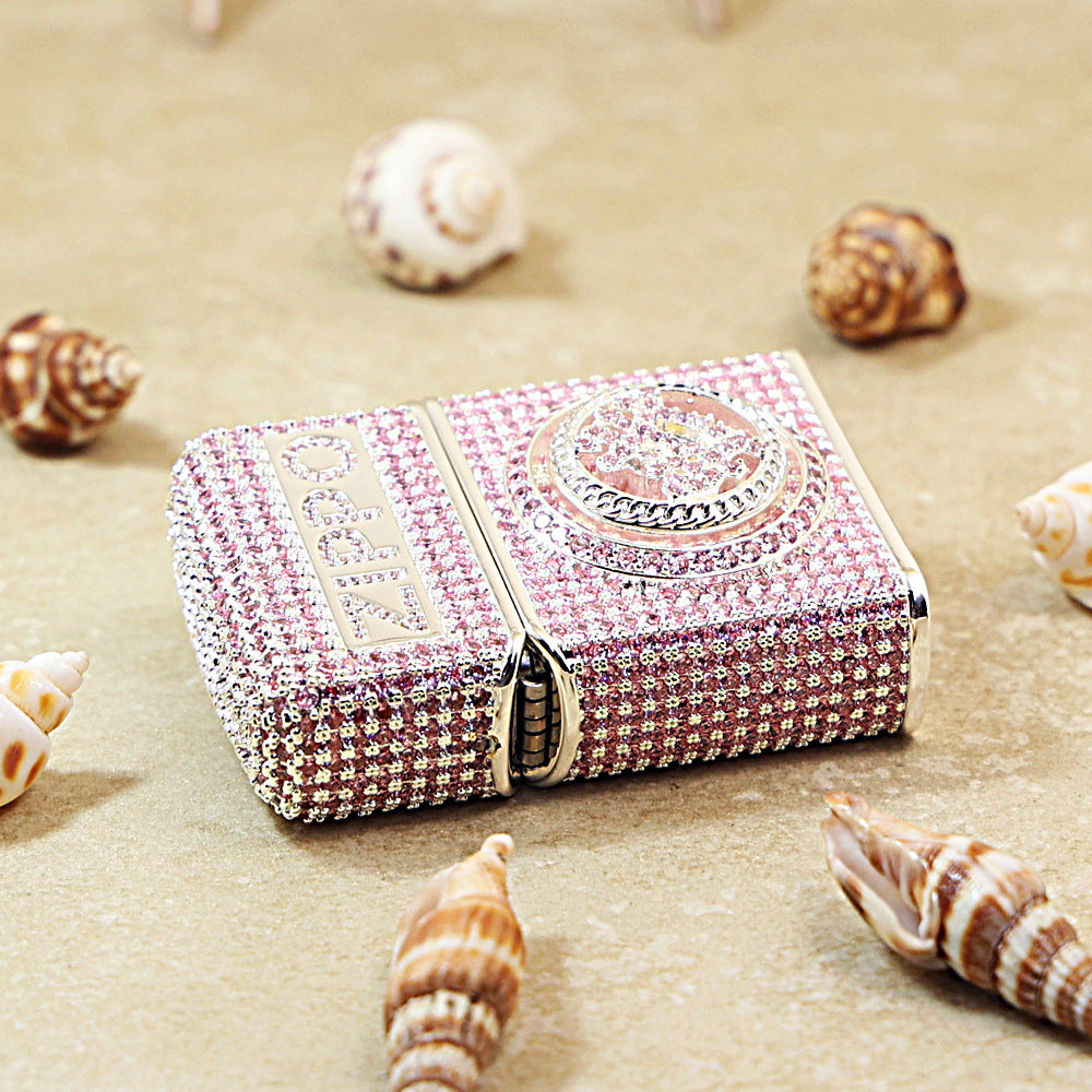 Zippo Pink Crystal-Studded with Feng Shui Coin 205-DS338