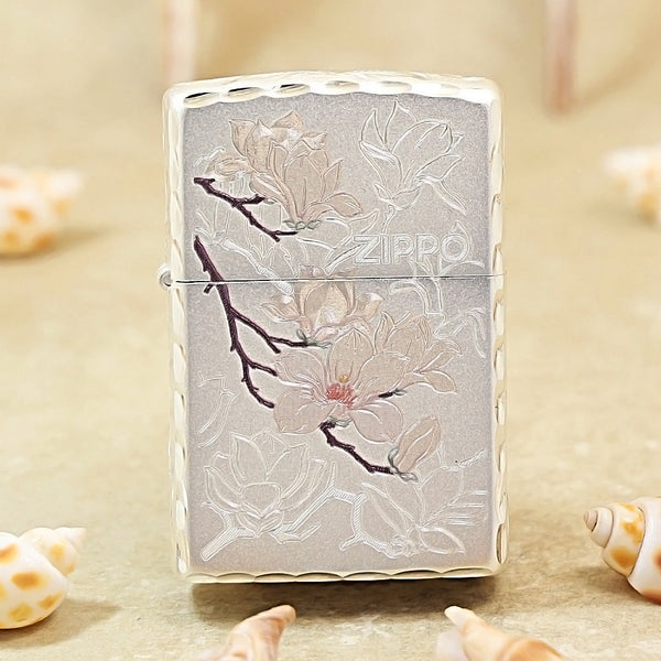 Zippo Silver-Plated Double-Sided Magnolia Embossing 205-DS221