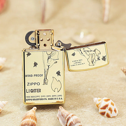 Zippo Slim Gold High-End Carved Windy Lady DS421