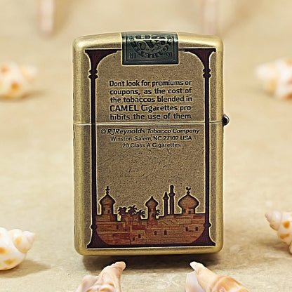 Zippo Vintage Antique Bronze Camel Lighter – WWII Style Embossed Metal Kerosene Lighter 205-DS260