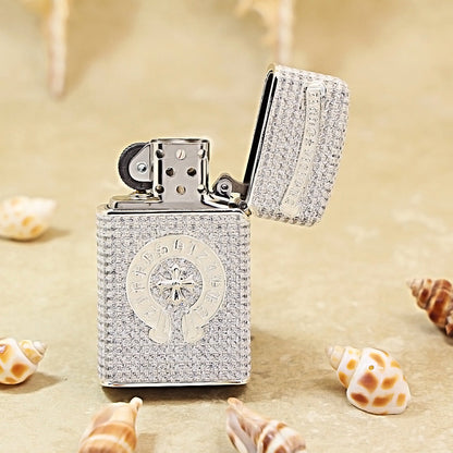Zippo Slim Silver-Plated Cross Crystal-Embellished DS335