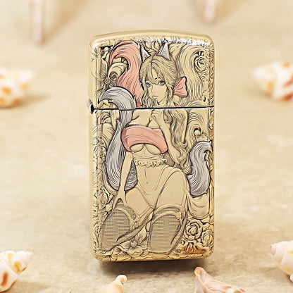 Zippo Slim 3D Relief Nine-Tailed Fox & Beauty DS367