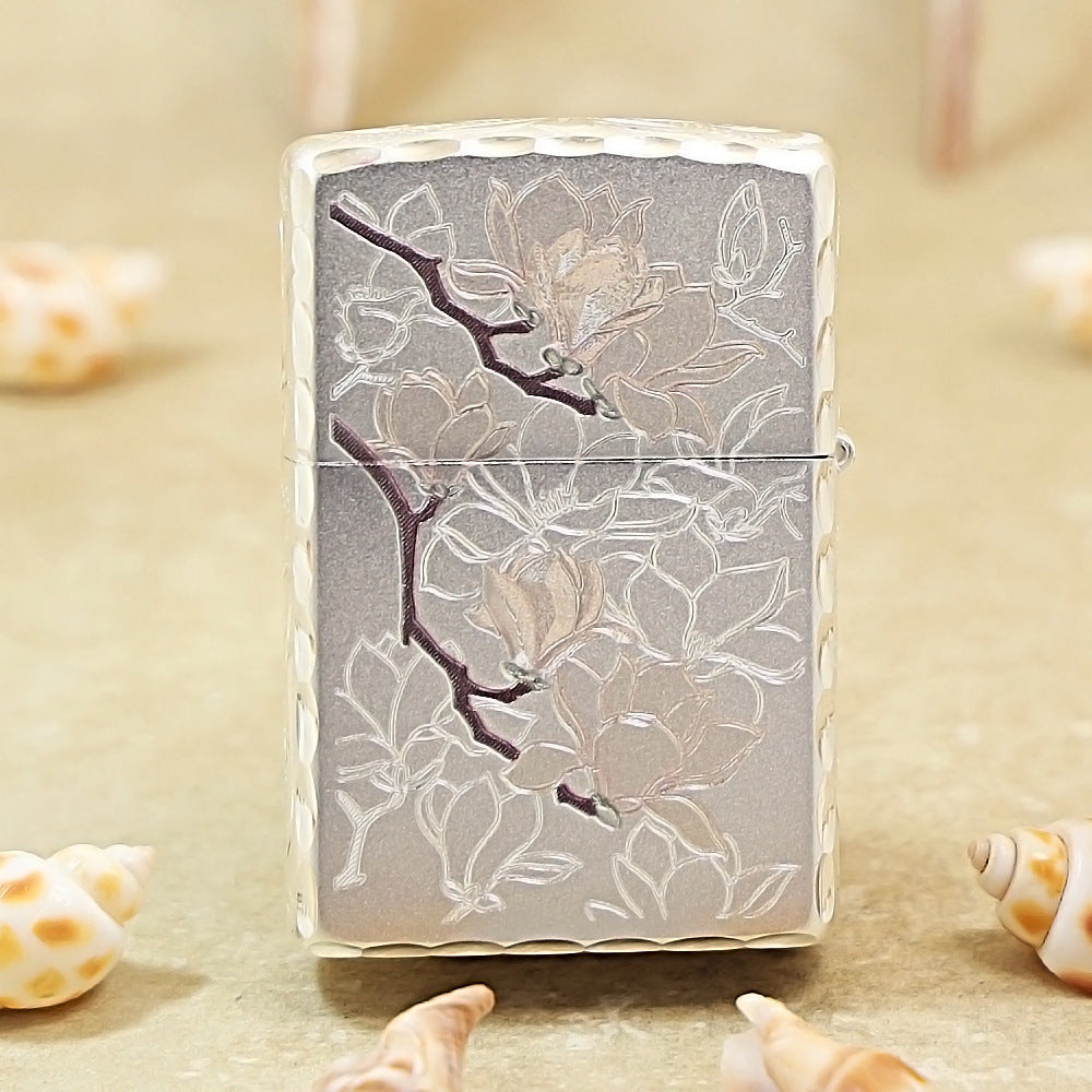 Zippo Silver-Plated Double-Sided Magnolia Embossing 205-DS221