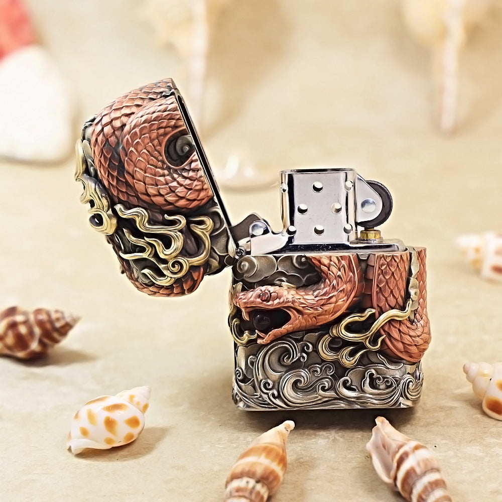 Zippo Brass-Plated 3D Relief Snake Sculpture 205-DS364