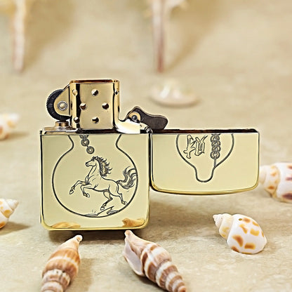 Zippo Fine Engraved Fu Lu Horse DS407