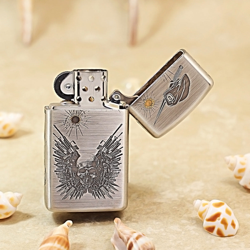 Zippo Antique Silver 3D Relief 'The Expendables' DS361