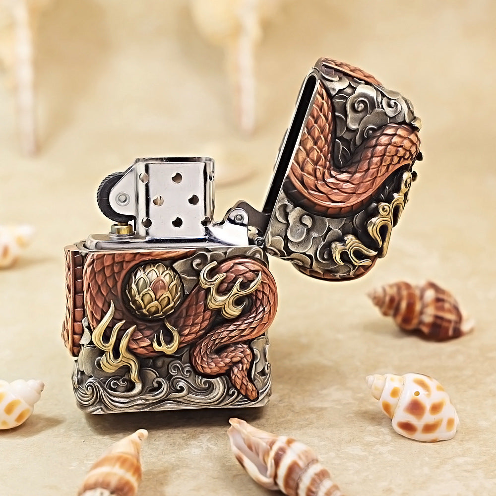 Zippo Brass-Plated 3D Relief Snake Sculpture 205-DS364