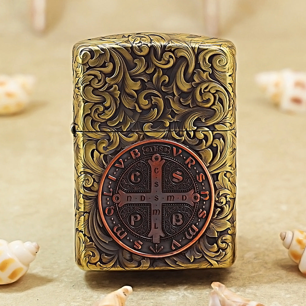 Zippo Armor Lighter – Constantine Engraved & Vintage Tangcao Floral Scroll 162-DS262