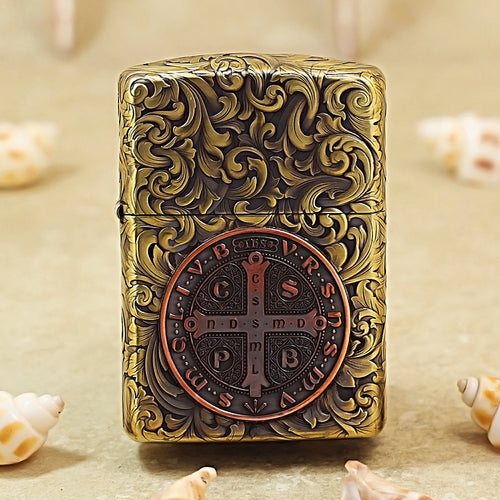 Zippo Armor Lighter – Constantine Engraved & Vintage Tangcao Floral Scroll 162-DS262