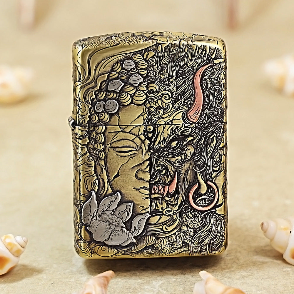 Zippo 'One Thought God or Demon' Relief Carving 162-DS382