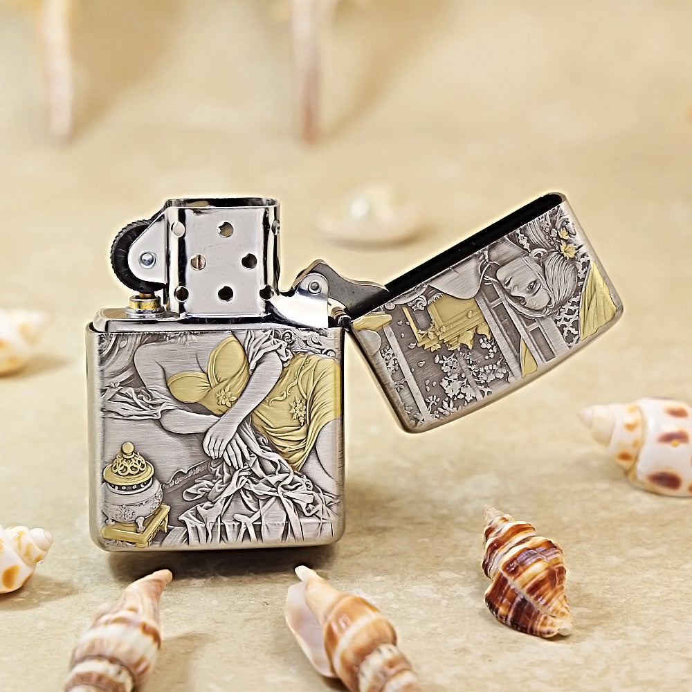 Zippo Antique Silver-Plated– 3D Engraving - Beauty Series 162-DS199