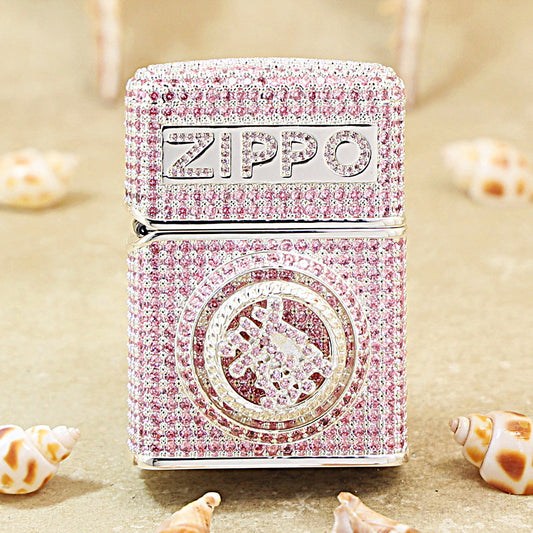 Zippo Pink Crystal-Studded with Feng Shui Coin 205-DS338