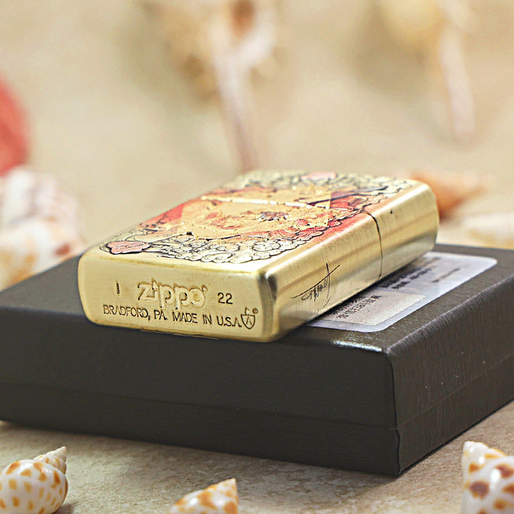 Zippo Gold-Plated High-Relief Zhong Kui Carving 168-DS444