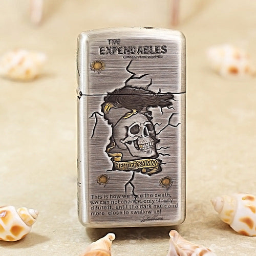 Zippo Antique Silver 3D Relief 'The Expendables' DS361