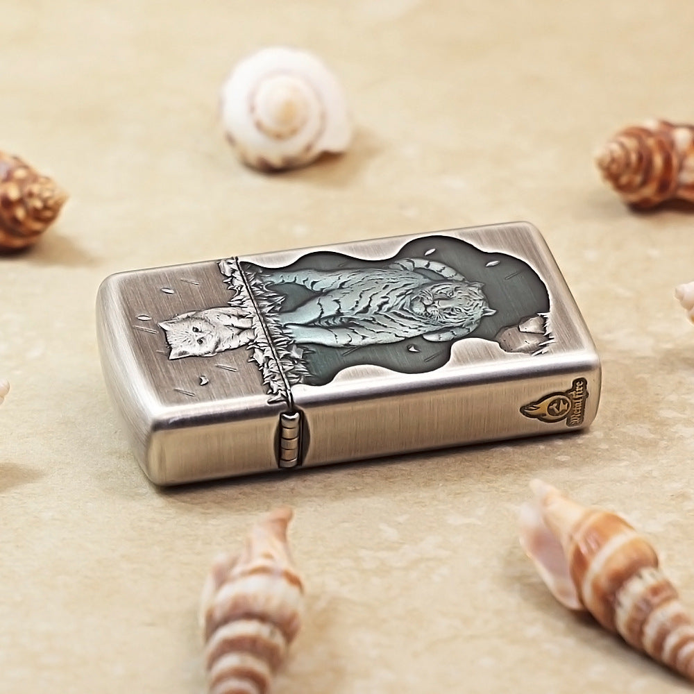 Zippo Slim Brushed Metal The Hidden Tiger DS362