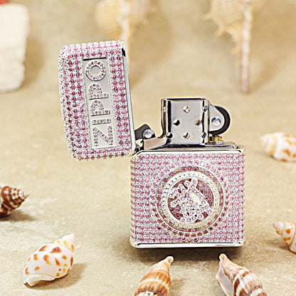Zippo Pink Crystal-Studded with Feng Shui Coin 205-DS338