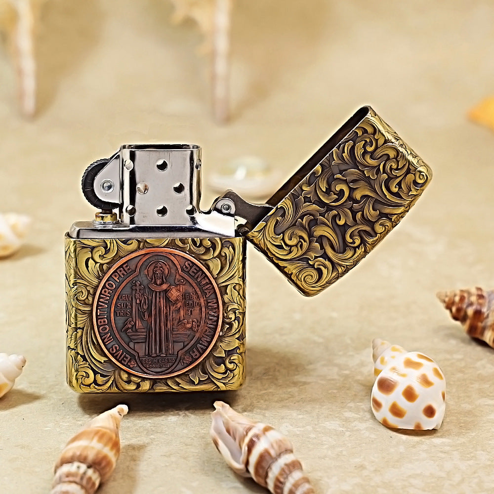 Zippo Armor Lighter – Constantine Engraved & Vintage Tangcao Floral Scroll 162-DS262