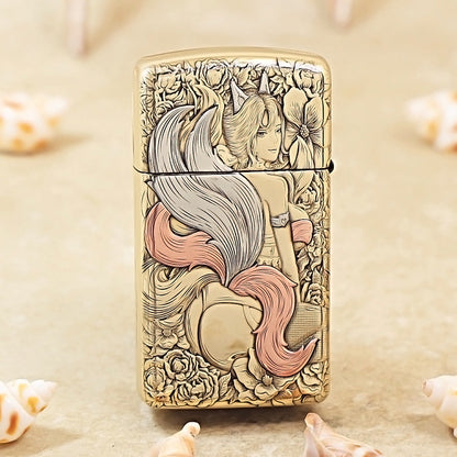 Zippo Slim 3D Relief Nine-Tailed Fox & Beauty DS367