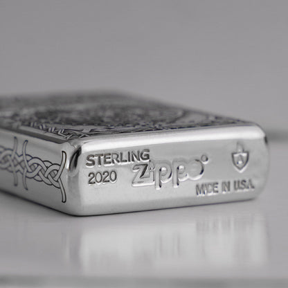 Zippo Armor Sterling Silver World of Warcraft (WoW) Lighter - 5-Sided Handcrafted Deep Carved Relief