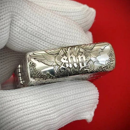 Zippo Armor Sterling Silver High-Relief 5-Side Engraved "Devil & Angel"