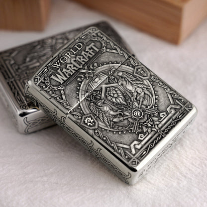 Zippo Armor Sterling Silver World of Warcraft (WoW) Lighter - 5-Sided Handcrafted Deep Carved Relief