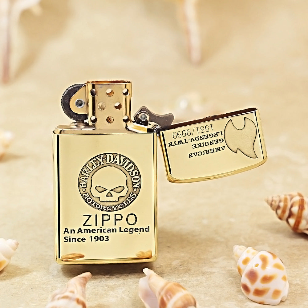 Zippo Slim Gold-Plated Harley-Davidson DS435