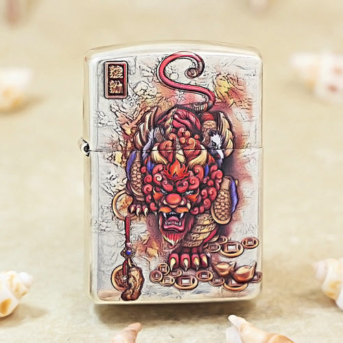 Zippo Armor Silver-Plated 3D Relief Pixiu Money-Attracting 162-DS299