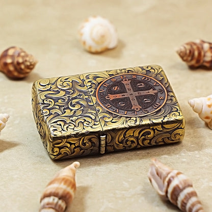 Zippo Armor Lighter – Constantine Engraved & Vintage Tangcao Floral Scroll 162-DS262