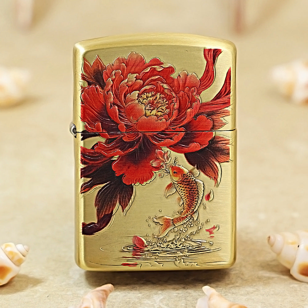 Zippo Armor 3D Engraved Peony & Koi Fish Edition 162-DS400