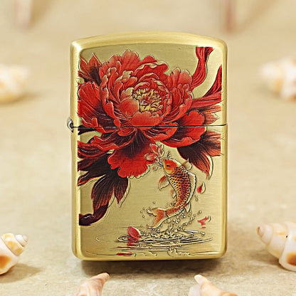 Zippo Armor 3D Engraved Peony & Koi Fish Edition 162-DS400