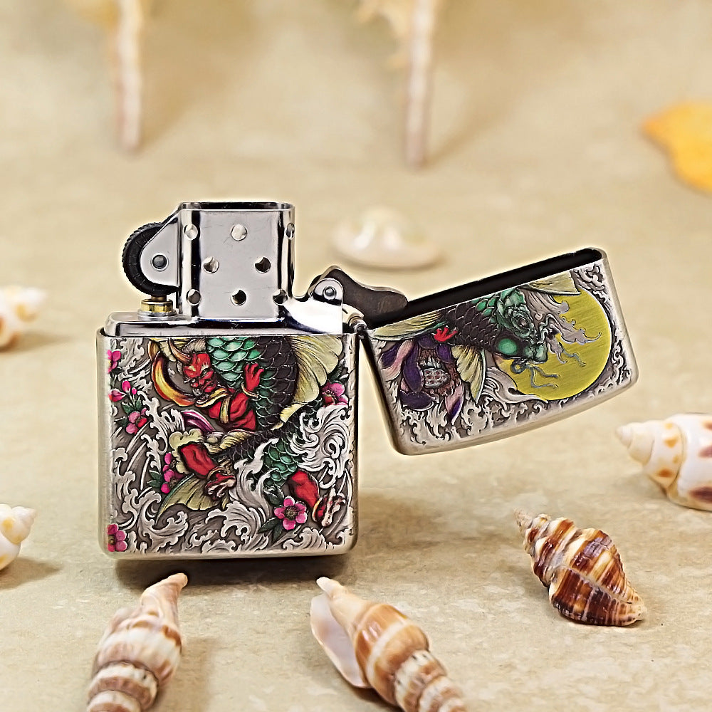 Zippo Painted Carp Leaping Over the Dragon's Gate 162-DS214