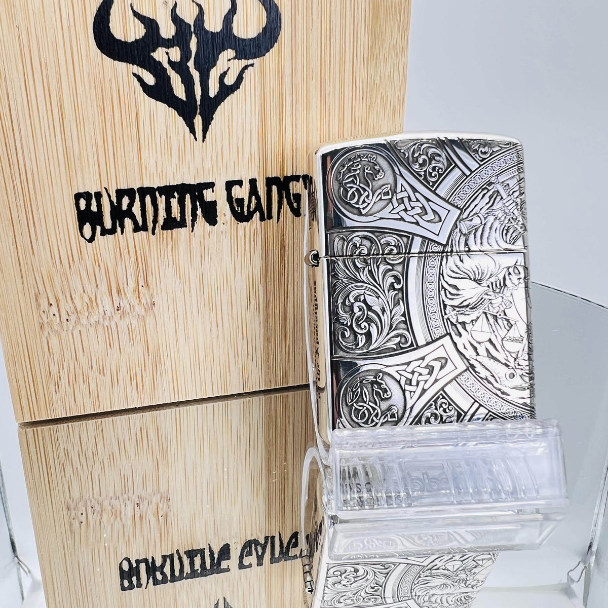 Zippo Armor Sterling Silver Lighter – Hand-Engraved Apocalypse Mythos