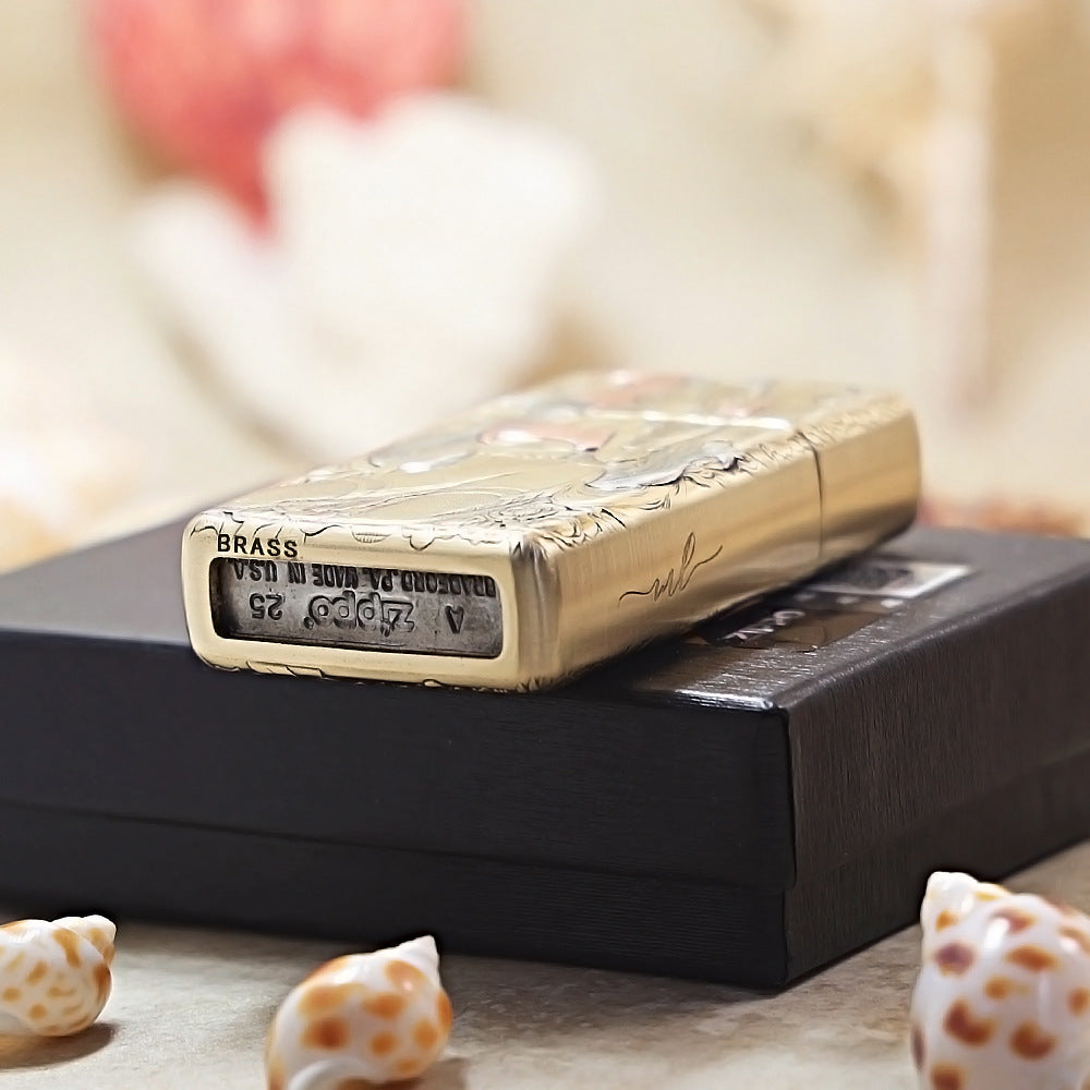 Zippo Slim 3D Relief Nine-Tailed Fox & Beauty DS367