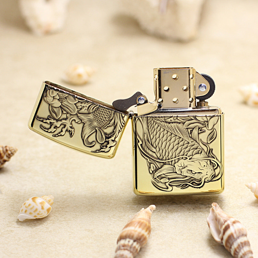 Zippo 3D Double-Sided Twin Carp & Lotus 168-DS456