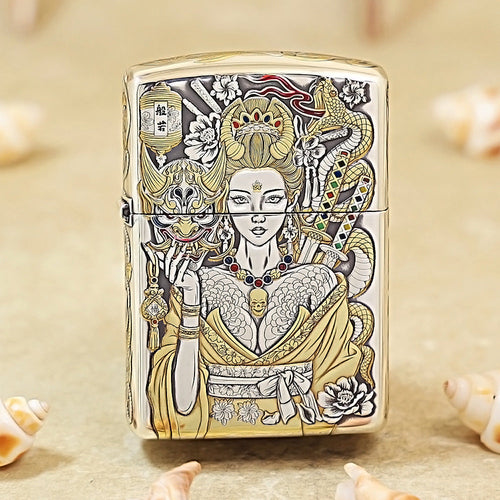 Zippo Hannya 5-Side Silver-Plated Lacquer Inlay 162-DS250