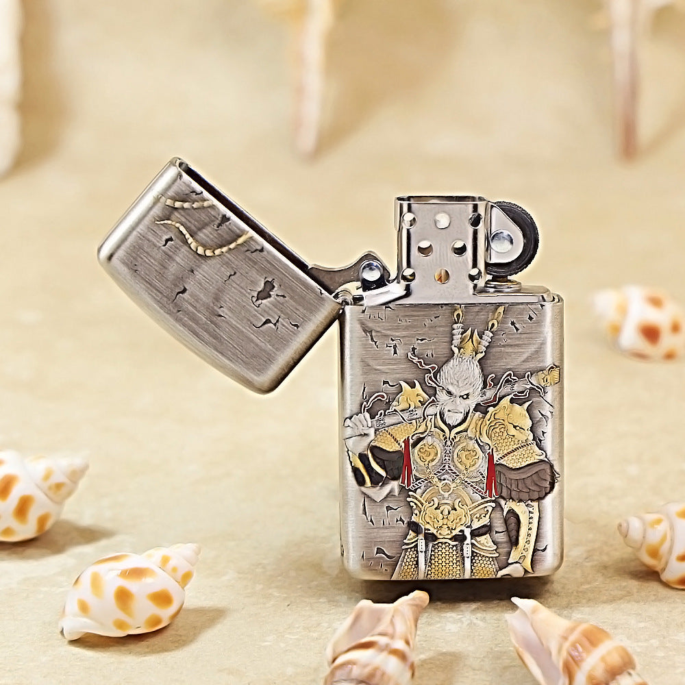 Zippo Slim Silver-Plated Shell-Sun Wukong Engraving DS360