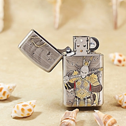 Zippo Slim Silver-Plated Shell-Sun Wukong Engraving DS360