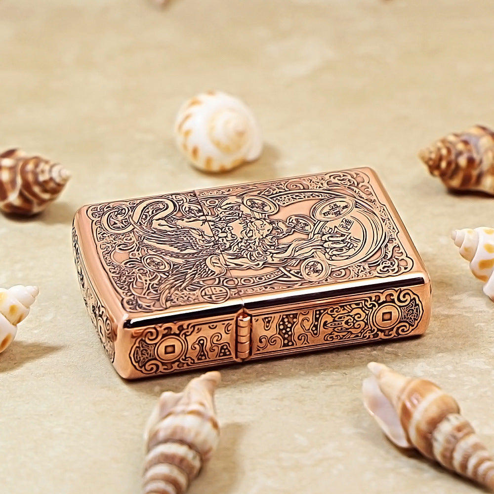 Zippo Red Copper 3D Carved Pixiu Pattern 205-DS355