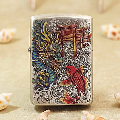 Zippo Painted Carp Leaping Over the Dragon's Gate 162-DS214
