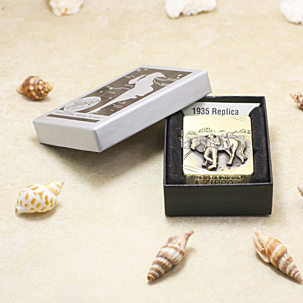 Zippo 1935 Replica Antique Brass 'Marlboro Horseman' - CC09