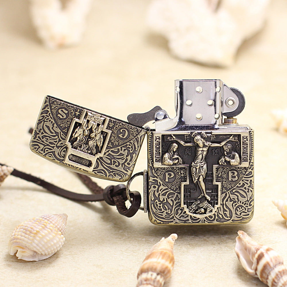 Zippo 1941 Replica Antique Brass 'Orthodox Redemption Cross' - CC10