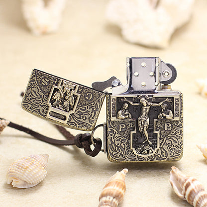 Zippo 1941 Replica Antique Brass 'Orthodox Redemption Cross' - CC10