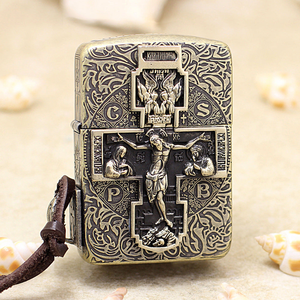 Zippo 1941 Replica Antique Brass 'Orthodox Redemption Cross' - CC10
