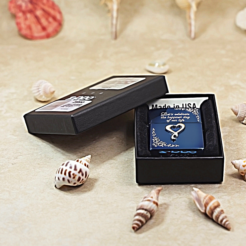 Zippo Anniversary Ribbon Heart (Blue Ice Silver Heart) - JP14