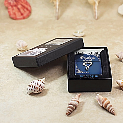 Zippo Anniversary Ribbon Heart (Blue Ice Silver Heart) - JP14