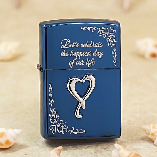 Zippo Anniversary Ribbon Heart (Blue Ice Silver Heart) - JP14