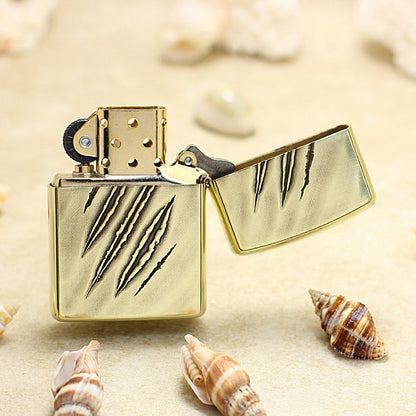 Zippo Antique Brass Deep Carved 3D Skull Tear and Gear - CC139