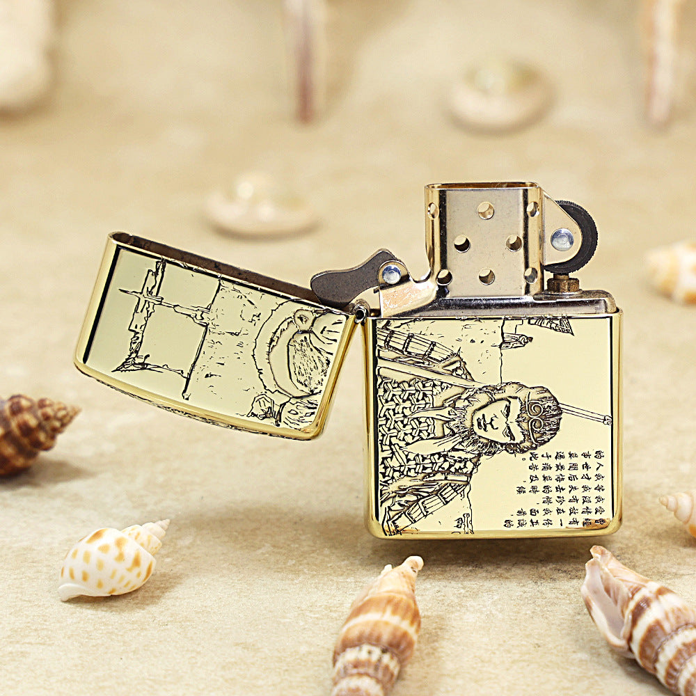 Zippo Antique Brass Deep Carved A Chinese Odyssey Monkey King Warrior - CC158