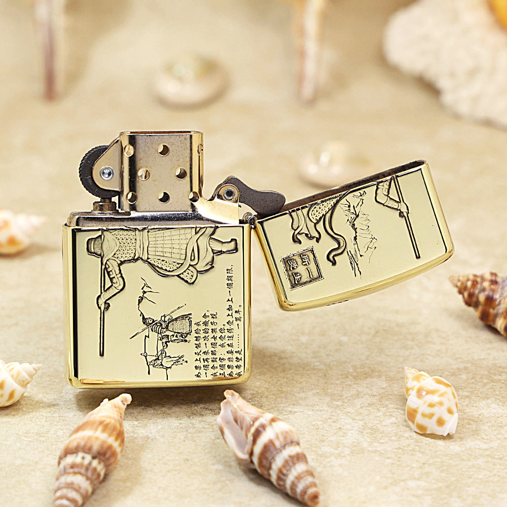 Zippo Antique Brass Deep Carved A Chinese Odyssey Monkey King Warrior - CC158