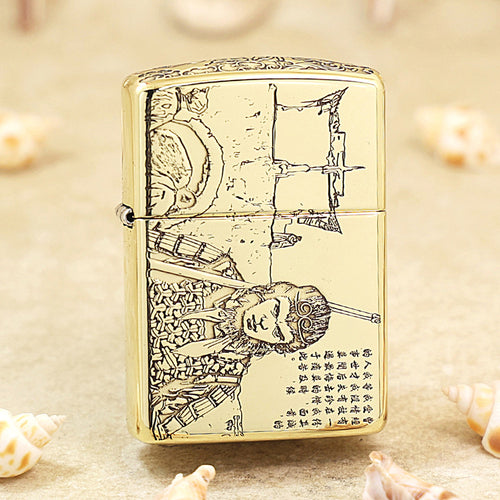 Zippo Antique Brass Deep Carved A Chinese Odyssey Monkey King Warrior - CC158